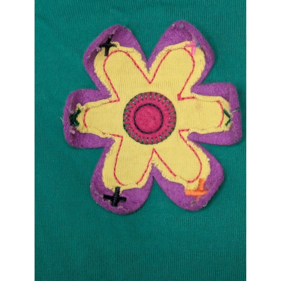 Hanna Andersson Girls Green Flower Applique Layered Long Sleeve Tee Shirt 140 - Picture 2 of 8